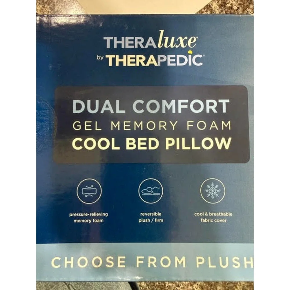 Therapedic TheraLuxe Queen Gel Memory Foam Cooling Pillow Dual Comfort Firm